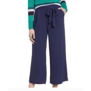 Halogen Tie Waist Twill cropped Length Dress Pants Small Navy Peacoat NWT